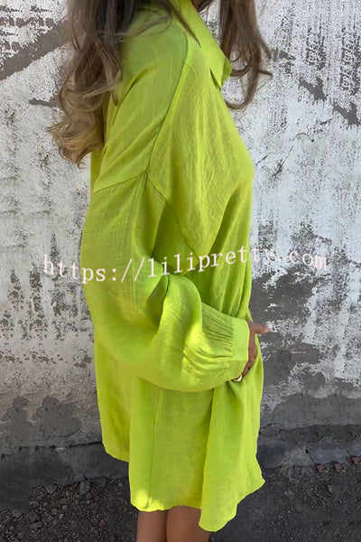 Solid Color Casual Lapel Long Shirt and Elastic Waist Loose Pocket Shorts Set