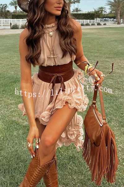 Romantic Drama Chiffon Wavy Ruffles Elastic Waist Loose Shorts