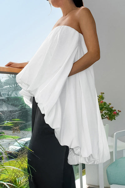 Sexy Solid Color Ruched Irregular Strapless Strapless Dresses