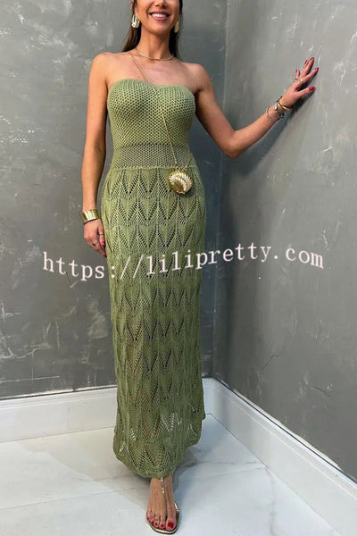 Romantic Story Knit Texture Off Shoulder Stretch Maxi Dress