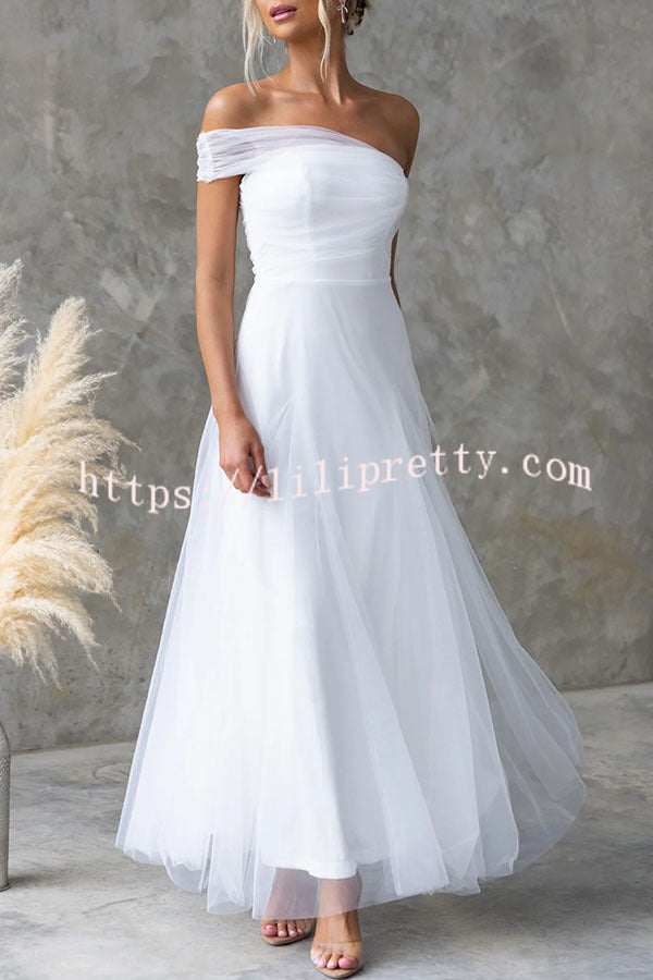 Grace Vibes Tulle One Shoulder Party Formal Maxi Dress