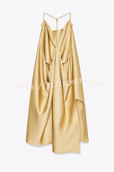 Satin Solid Color Loose Backless Casual Top