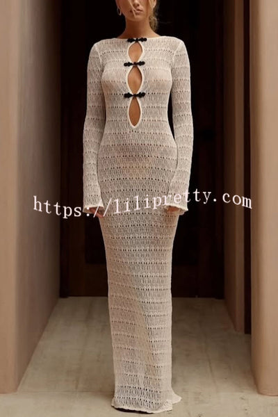 Sexy Backless Long-sleeved Knitted Slim-fit Maxi Dress