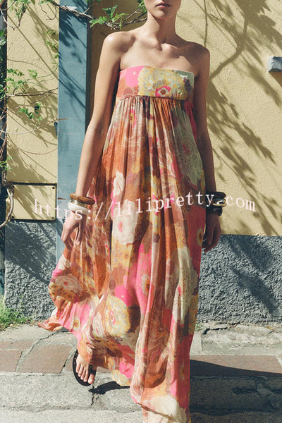 Shelia Ethnic Floral Print Off Shoulder A-line Maxi Dress