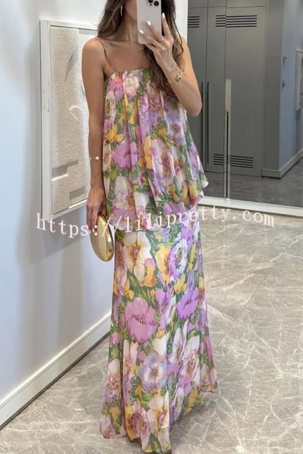 Floral Print Off-the-shoulder Irregular Loose Maxi Dress