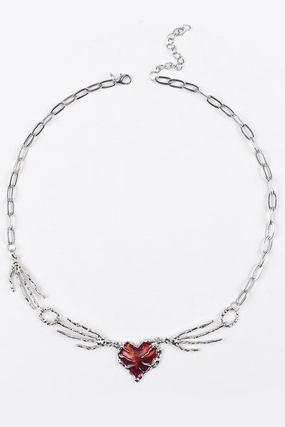 Halloween Punk Style Skull Heart-shaped Pendant Necklace