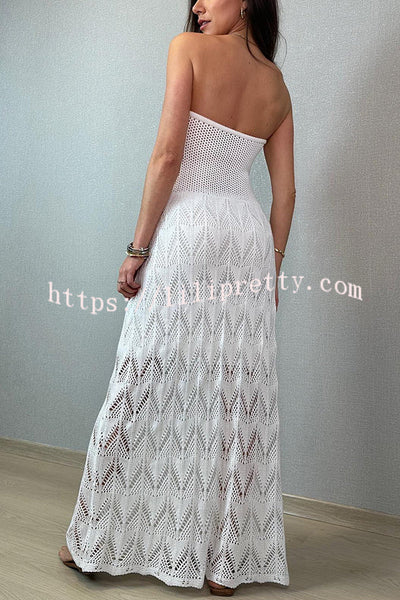 Romantic Story Knit Texture Off Shoulder Stretch Maxi Dress