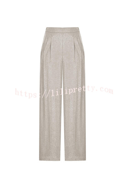 Mira Linen Blend Pleated Waist Pocket Wide Leg Pants