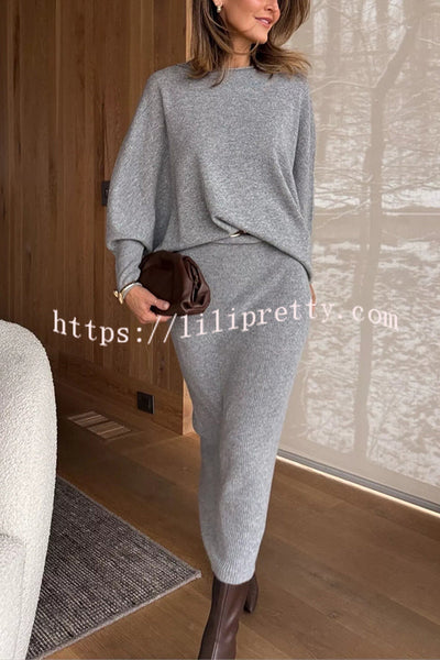 Soft and Warm Cashmere Knit Batwing Sleeve Relaxed Sweater