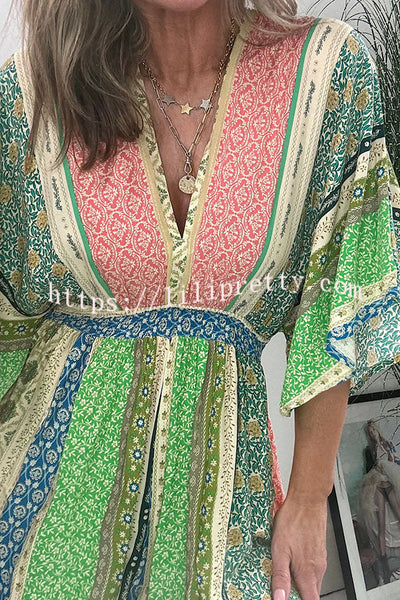 Lilipretty® Last Queen Retro Floral Flare Sleeve Pocketed Loose Wide Leg Jumpsuit