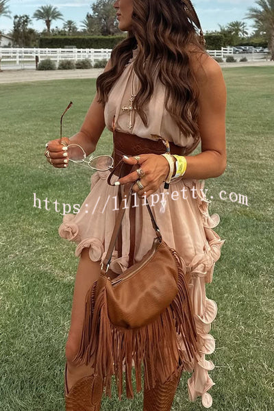 Romantic Drama Chiffon Wavy Ruffles Elastic Waist Loose Shorts