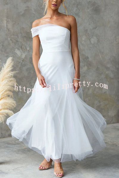 Grace Vibes Tulle One Shoulder Party Formal Maxi Dress