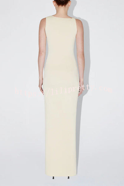 Lilipretty® Buttery Soft Knotted Boat Neck Stretch Maxi Dress