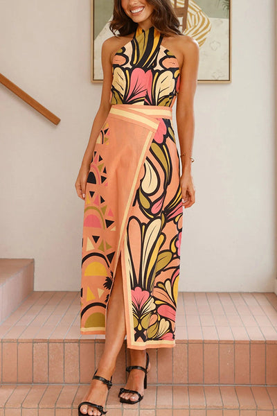 Floral Print Sexy Slit Holiday Maxi Skirt