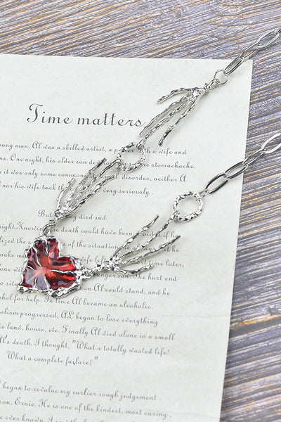 Halloween Punk Style Skull Heart-shaped Pendant Necklace