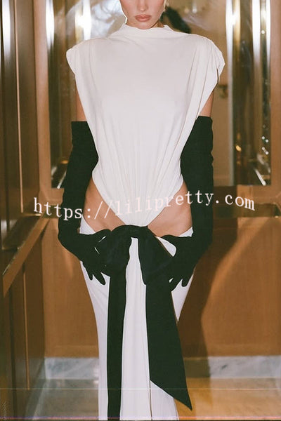 Sexy Open Back Bow Embellished Elegant Fishtail Maxi Dress