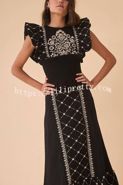 Kyoho Ethnic Unique Print Smocked Top and High Waist Midi Skirt Set