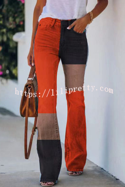 Lilipretty On A Drive Printed Faux High Rise Flare Pants