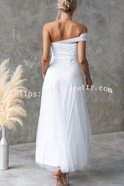 Grace Vibes Tulle One Shoulder Party Formal Maxi Dress