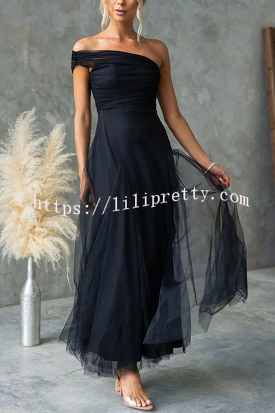 Grace Vibes Tulle One Shoulder Party Formal Maxi Dress