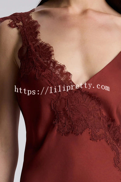 Sexy Lace Stitching Suspender V-neck Asymmetrical Maxi Dress
