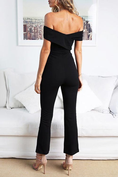 Off Shoulder Knot Jumpsuit - girlyrose.com