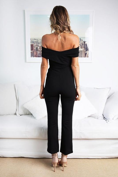 Off Shoulder Knot Jumpsuit - girlyrose.com