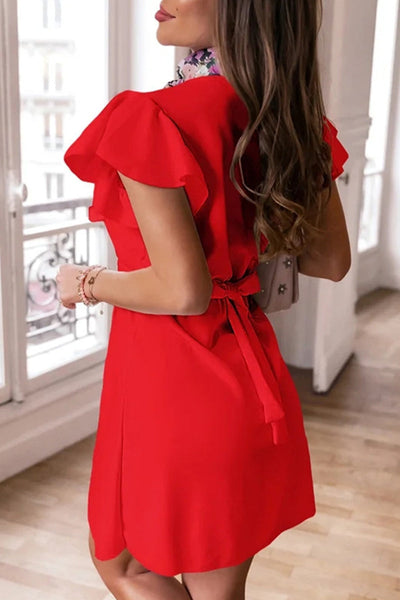 Sexy Elegant Solid Frenulum V Neck A Line Dresses