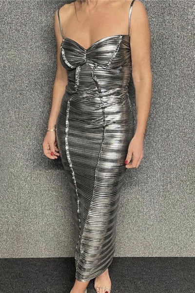 Sexy Solid Backless Spaghetti Strap Long Dress Dresses