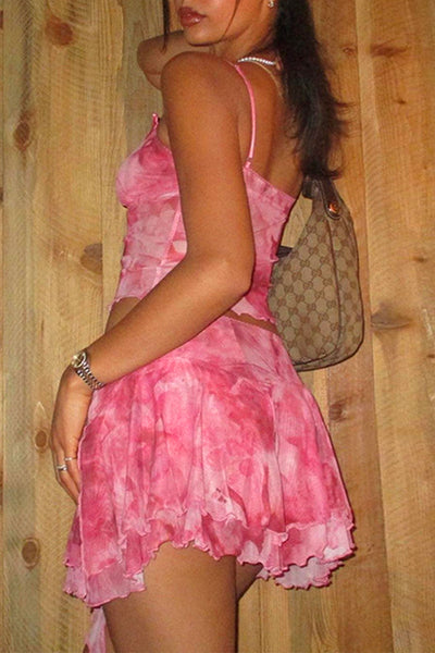 Sexy Print Stringy Selvedge V Neck Two Pieces