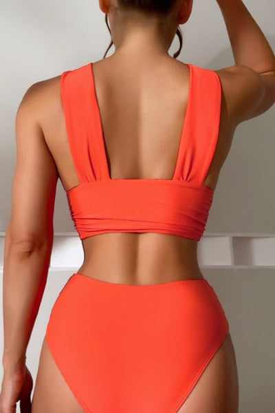 Sexy Solid Patchwork Backless Swimwears (With Paddings)