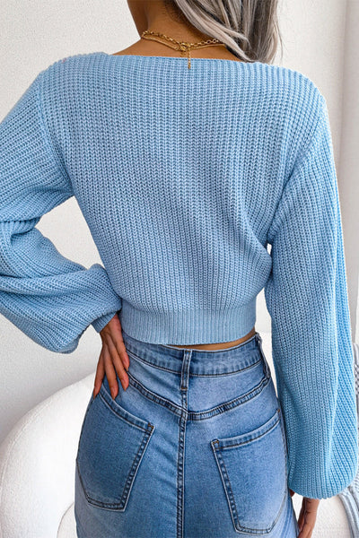 Sexy Solid With Bow V Neck Tops