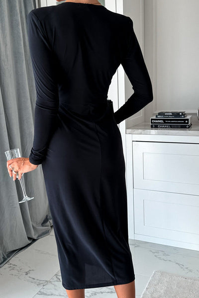 Sexy Solid Fold V Neck A Line Dresses