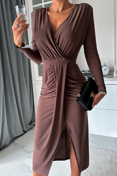 Sexy Solid Fold V Neck A Line Dresses