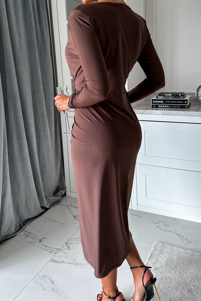 Sexy Solid Fold V Neck A Line Dresses