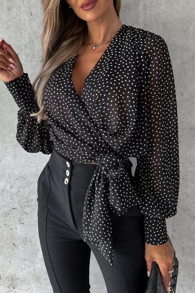 Sexy Elegant Floral Bandage V Neck Tops