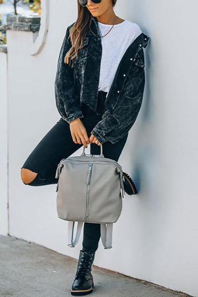 Frayed Hem Cropped Corduroy Jacket