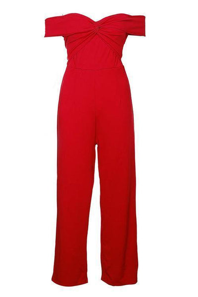 Off Shoulder Knot Jumpsuit - girlyrose.com