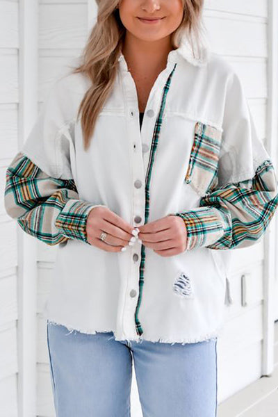 Forest Morning Plaid Button Front Shacket