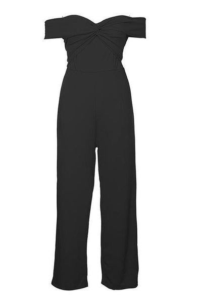 Off Shoulder Knot Jumpsuit - girlyrose.com