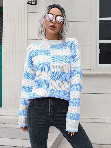 Long Sleeve Design for Women Stripe Knit Sweater-Corachic