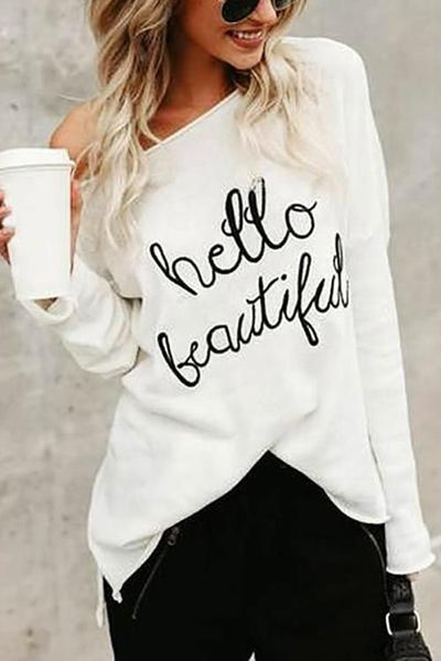 Hello Beautiful Embroidered Sweater