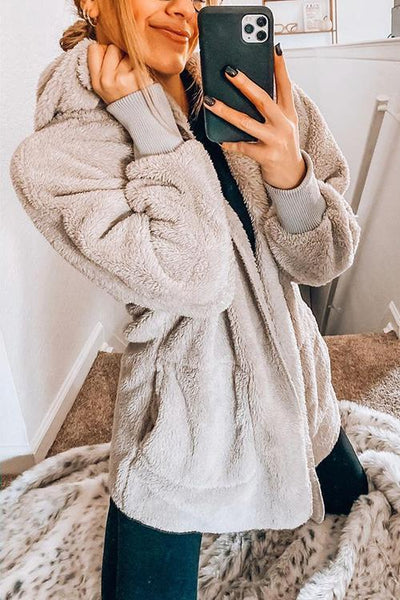 Fluffy Fleece Open Coat