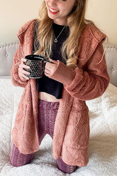 Fluffy Fleece Open Coat