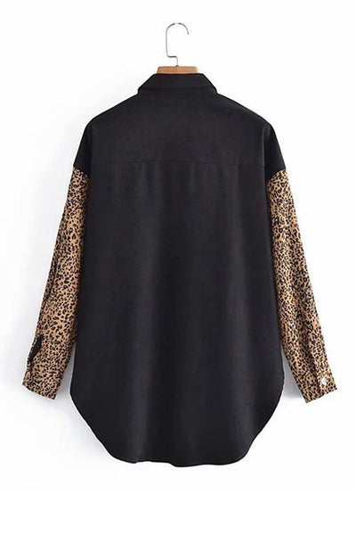 Leopard Patchwork Button Pockes Jackets - girlyrose.com