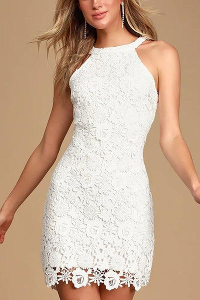 Halter Neck Lace Bodycon Dress