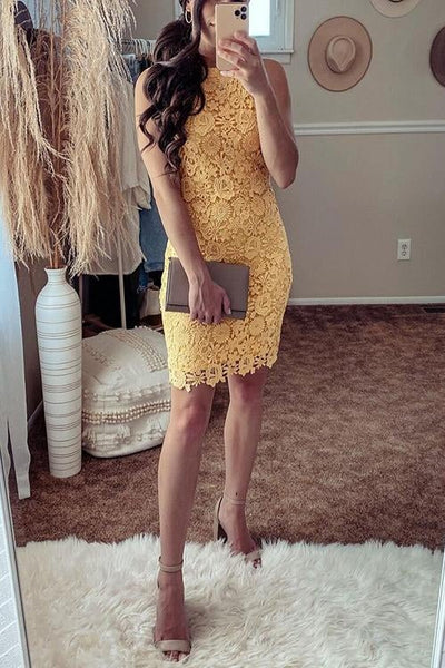 Halter Neck Lace Bodycon Dress