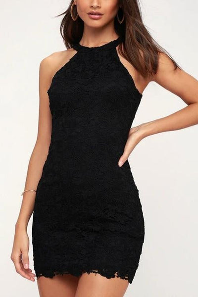Halter Neck Lace Bodycon Dress