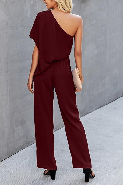 One Shoulder Bat Jumpsuits - girlyrose.com