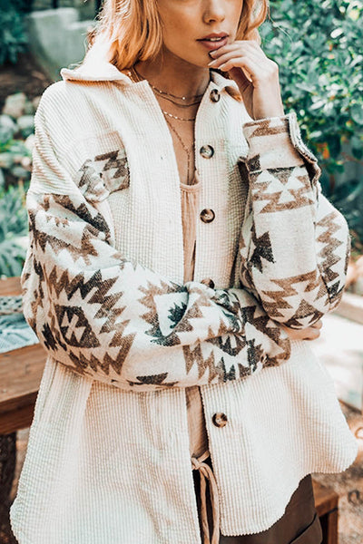 Forest Aztec Corduroy Shacket